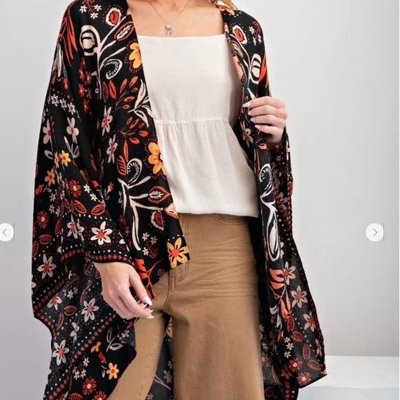 Easel Black Floral Cape - Picture 2 of 6